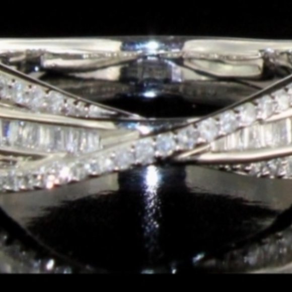 brilliant 1/2 ct baguette and round diamond ring 925JS - Picture 4 of 6